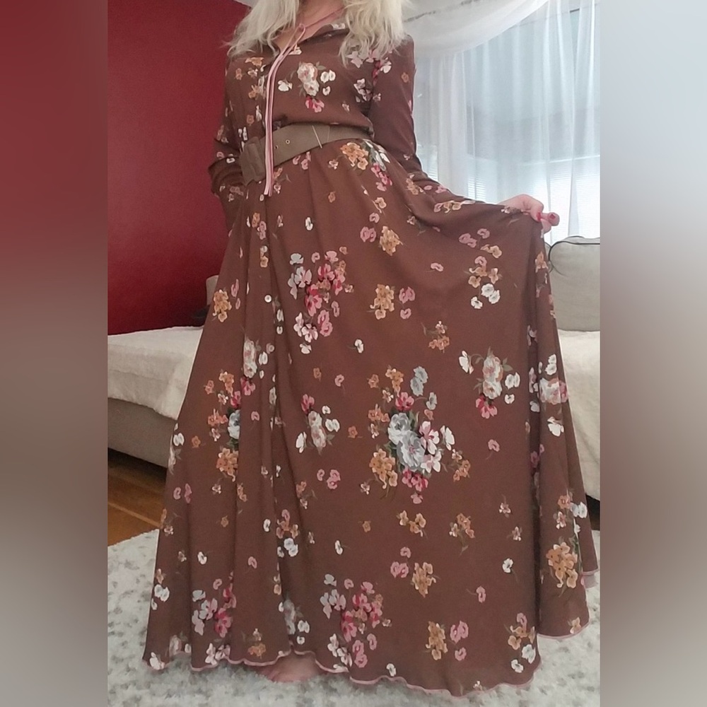 Brown Floral Maxi Dress